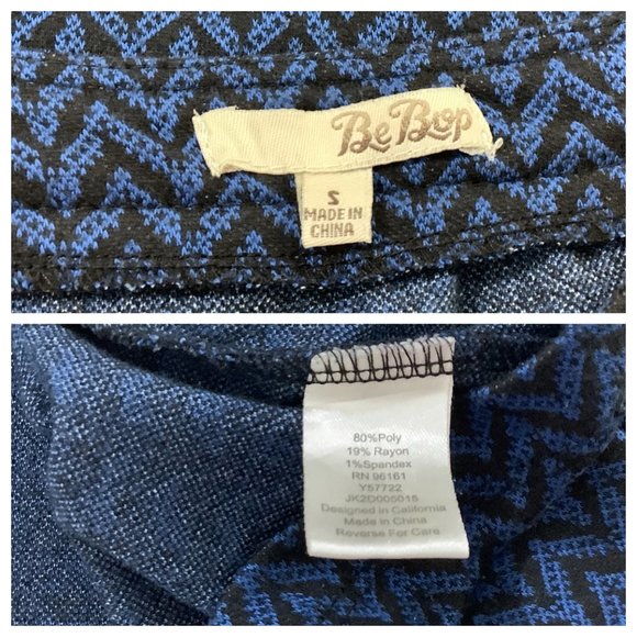 BeBop Dress Blue Black Chevron Geometric Print Small S Ruffle - Picture 5 of 9